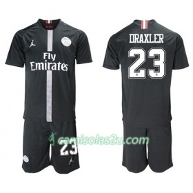 Camisolas de Futebol Paris Saint-Germain Draxler 23 Jodan Preto Criança Equipamento 3ª 2018/19 Manga Curta